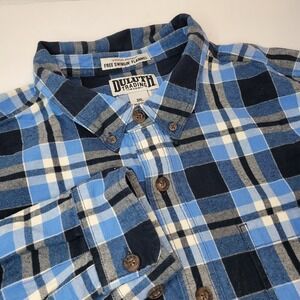 Duluth Co Free Swingin Flannel Shirt Mens 3XL Relaxed Fit Plaid Blue Button Down